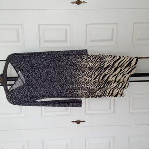 NEW.  v neck animal print assymetrical long sleeve dress